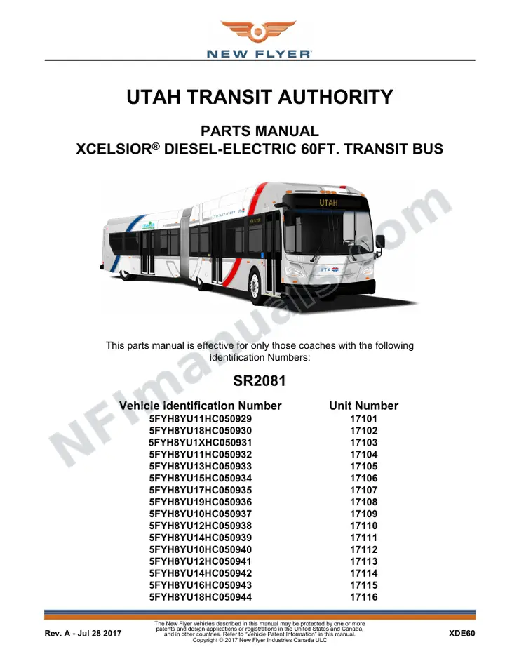 SR2081 Parts Manual, Utah Transit Authority first-page preview