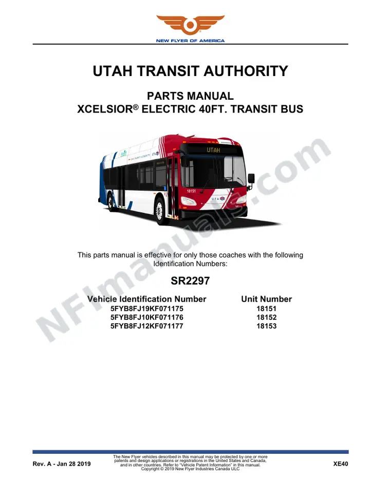 SR2297 Parts Manual, Utah Transit Authority first-page preview