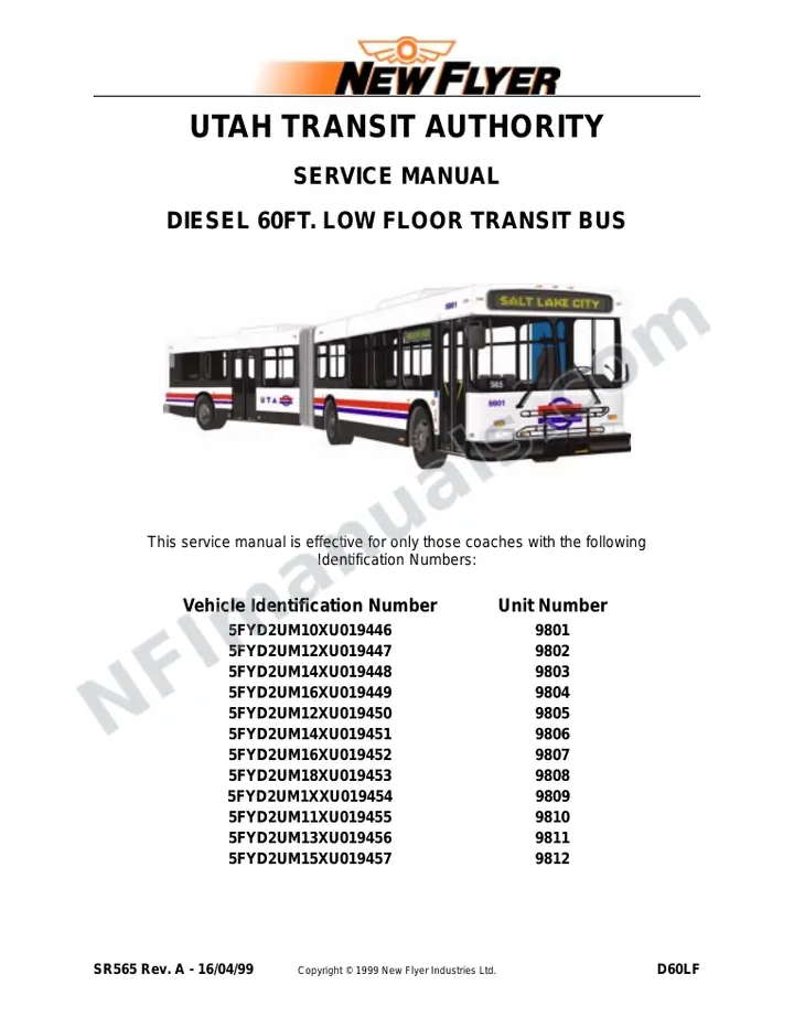 SR565 Service Manual, Utah Transit Authority first-page preview