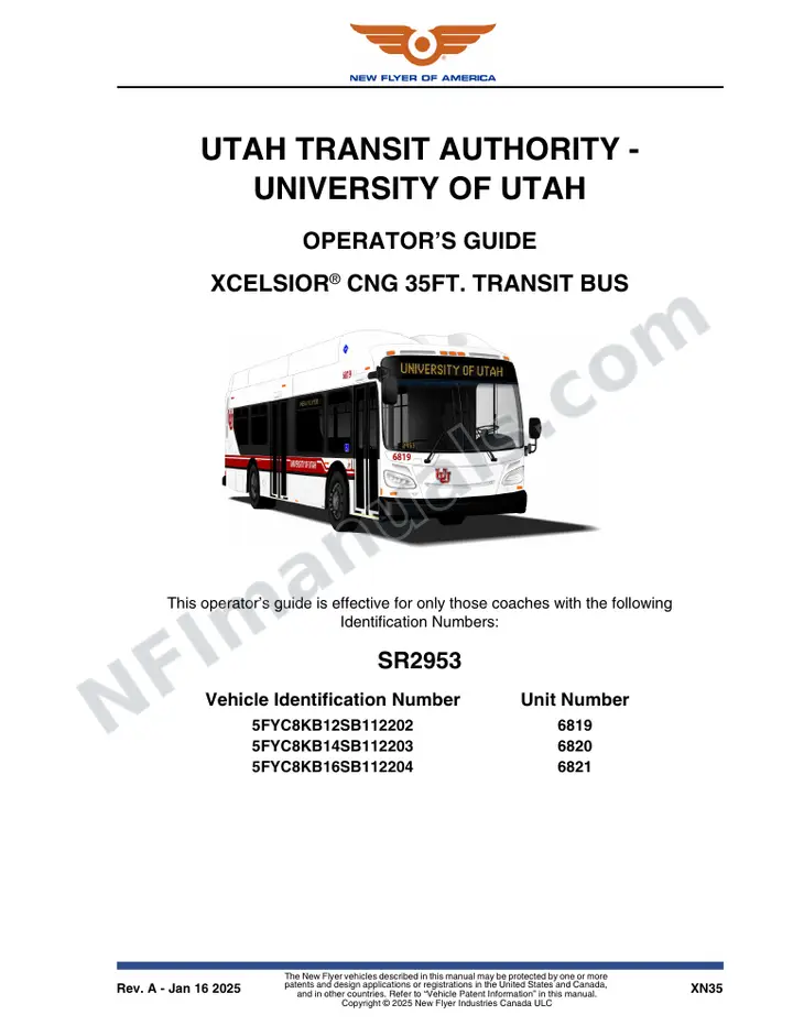 SR2953 Operator's Guide, Utah Transit Authority - University of Utah first-page preview