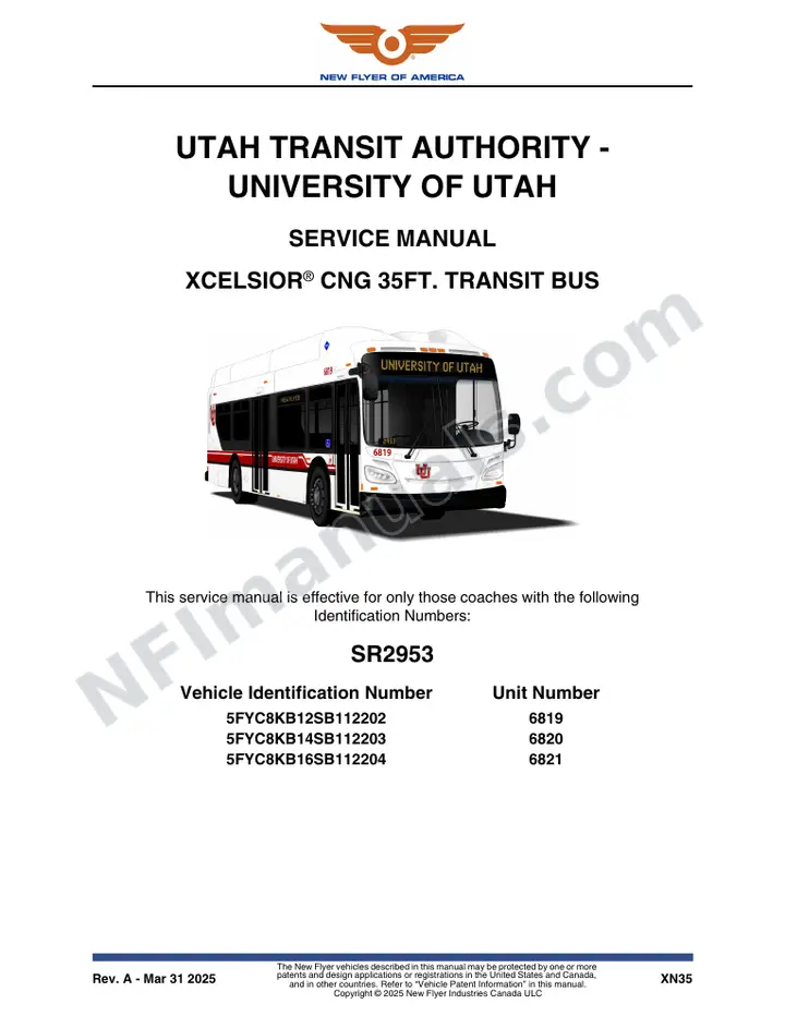 SR2953 Service Manual, Utah Transit Authority - University of Utah first-page preview