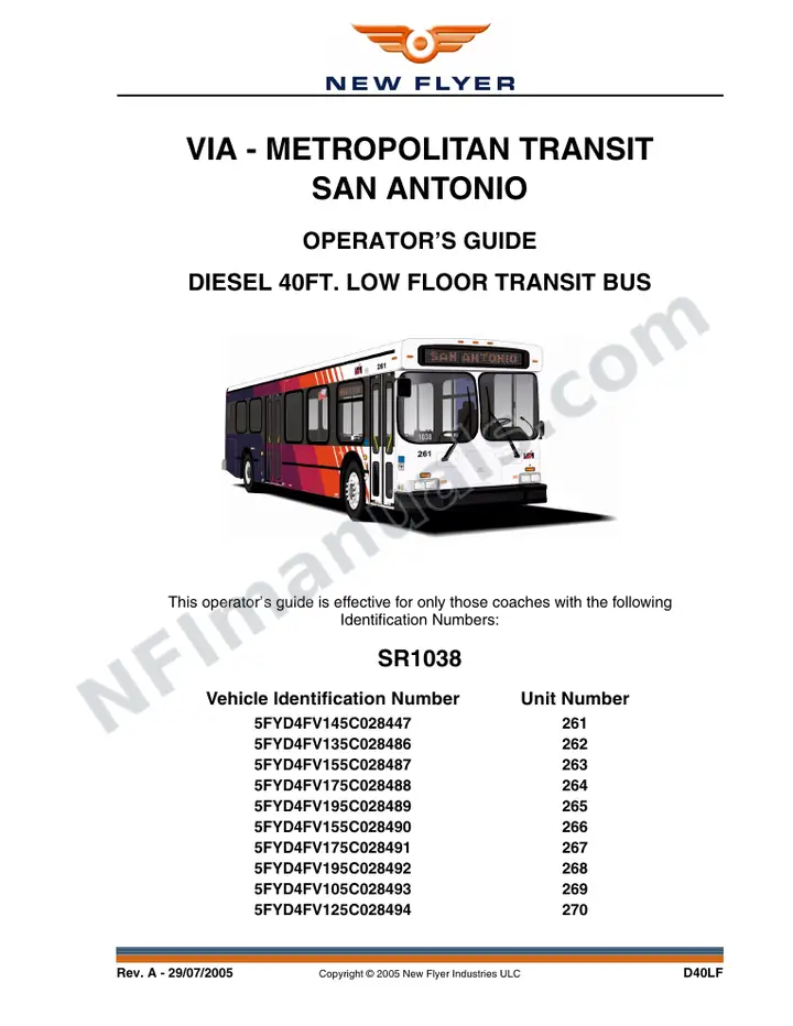 New Flyer D40LF Manual Package - VIA - San Antonio included manual preview