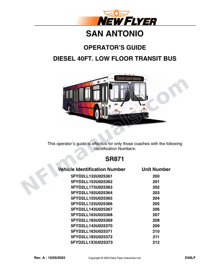 SR871 Operator's Guide, VIA - Metropolitan Transit San Antonio first-page preview