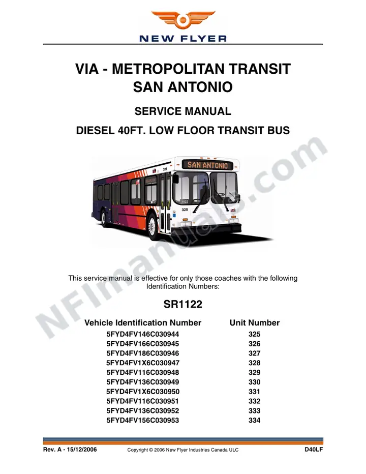 SR1122 Service Manual, Via - Metropolitan Transit San Antonio first-page preview