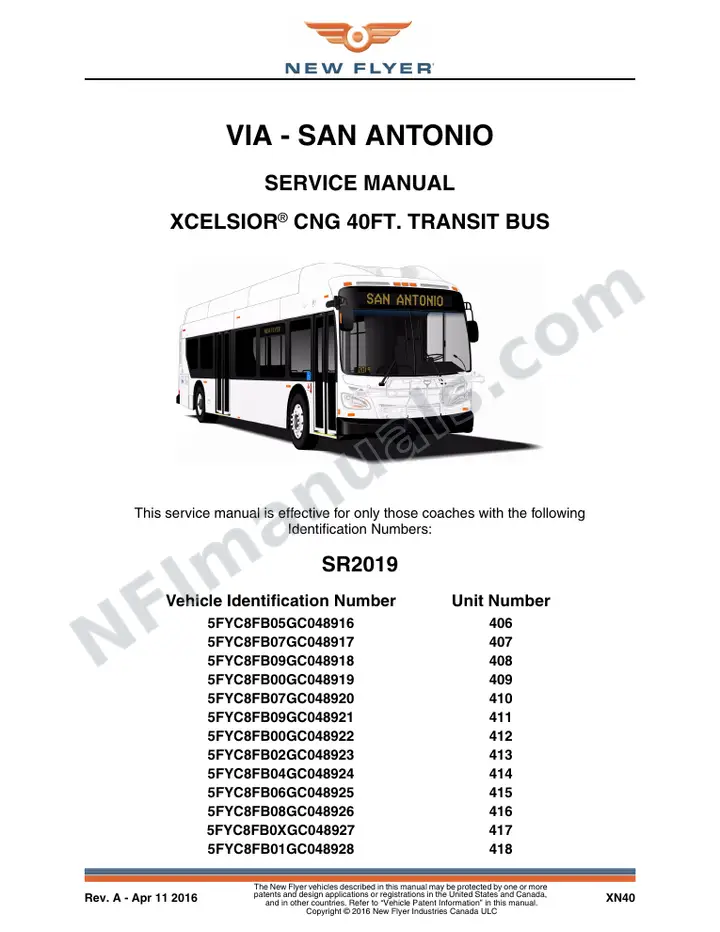 SR2019 Service Manual, VIA - San Antonio first-page preview