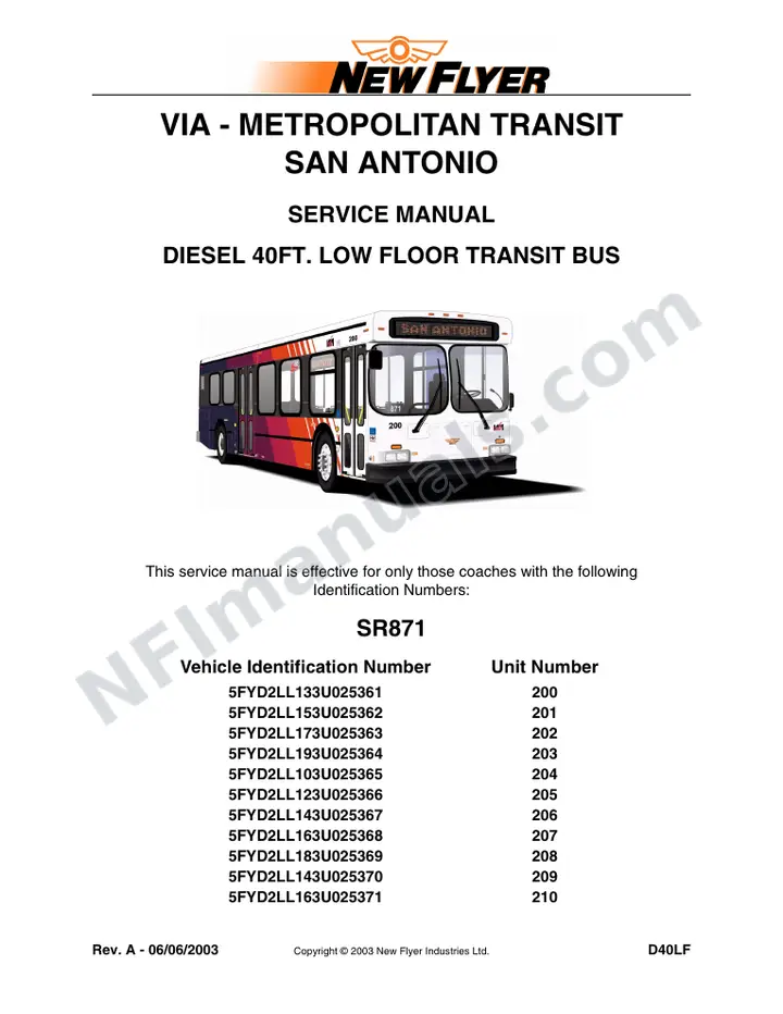 SR871 Service Manual, VIA - Metropolitan Transit San Antonio first-page preview