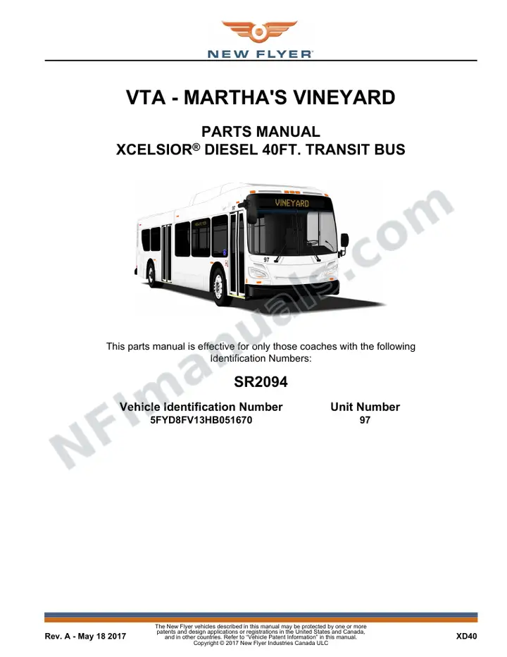SR2094 Parts Manual, VTA - Martha's Vineyard first-page preview