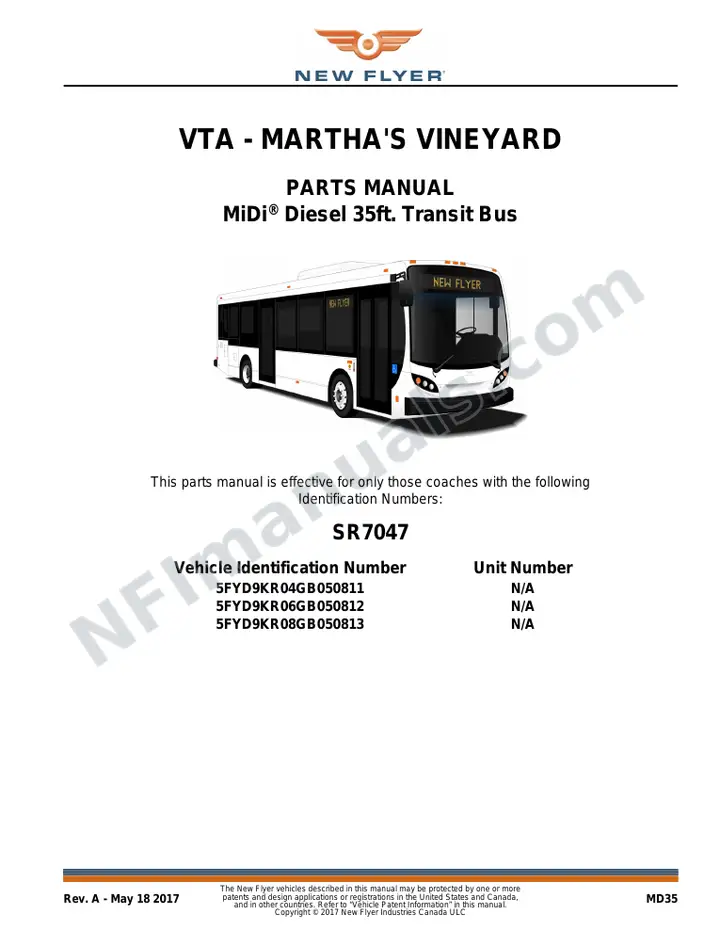 SR7047 Parts Manual, VTA - Martha's Vineyard first-page preview