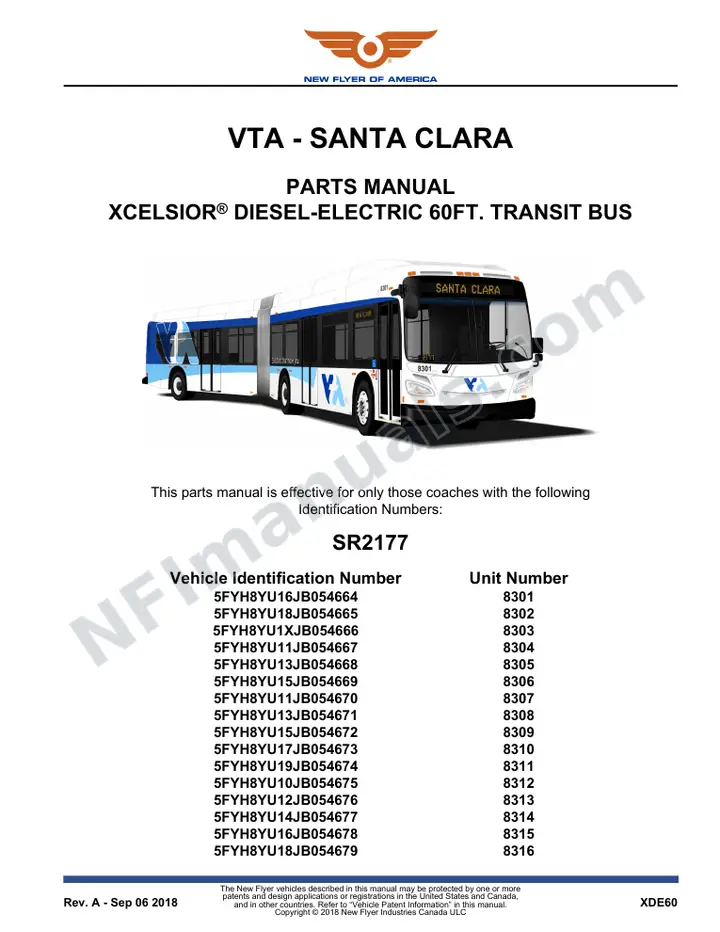 SR2177 Parts Manual, VTA - Santa Clara first-page preview