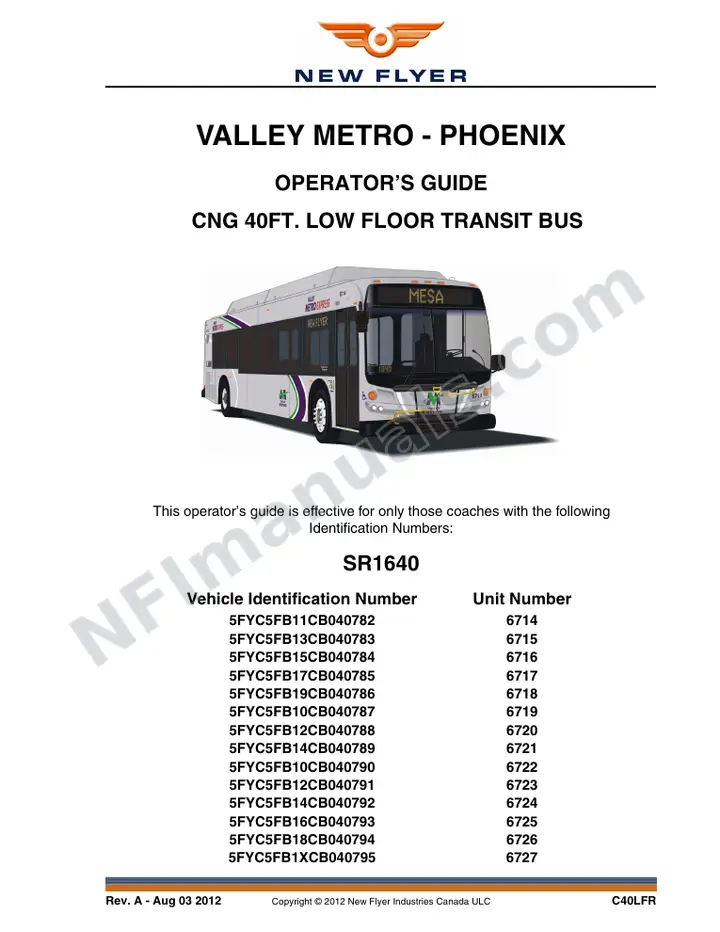 SR1640 Operator's Guide, Valley Metro - Phoenix first-page preview