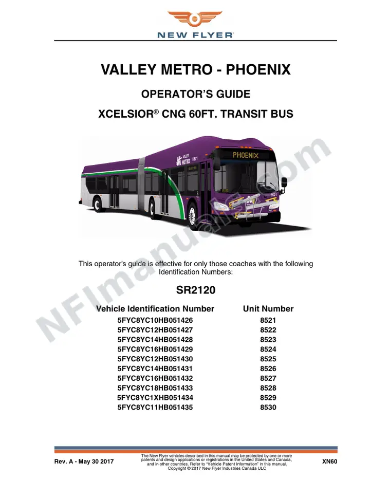 New Flyer XN60 Manual Package - Valley Metro - Phoenix included manual preview