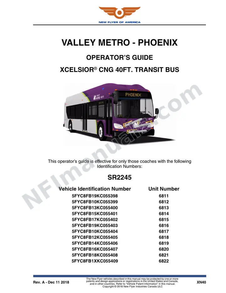 New Flyer XN40 Manual Package - Valley Metro - Phoenix included manual preview