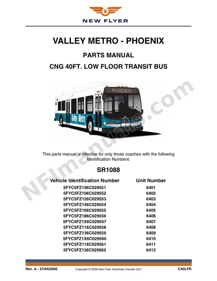 SR1088 Parts Manual, Valley Metro - Phoenix first-page preview