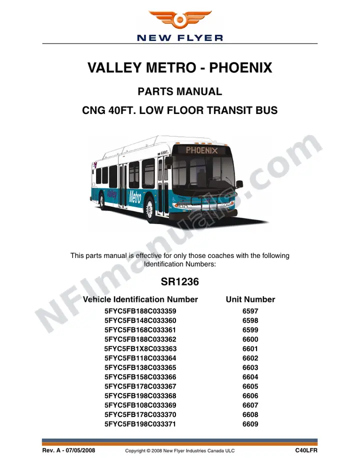 SR1236 Parts Manual, Valley Metro- Phoenix first-page preview