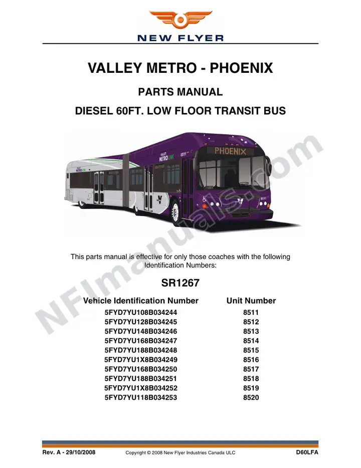 SR1267 Parts Manual, Valley Metro - Phoenix first-page preview