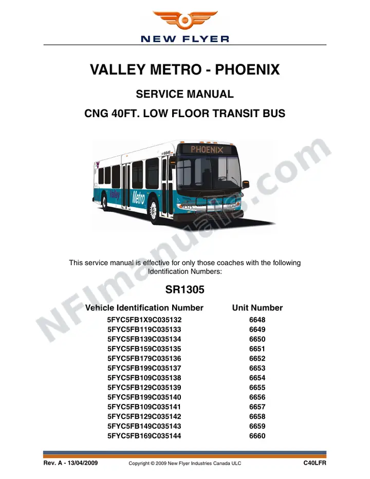 SR1305 Service Manual, Valley Metro - Phoenix first-page preview
