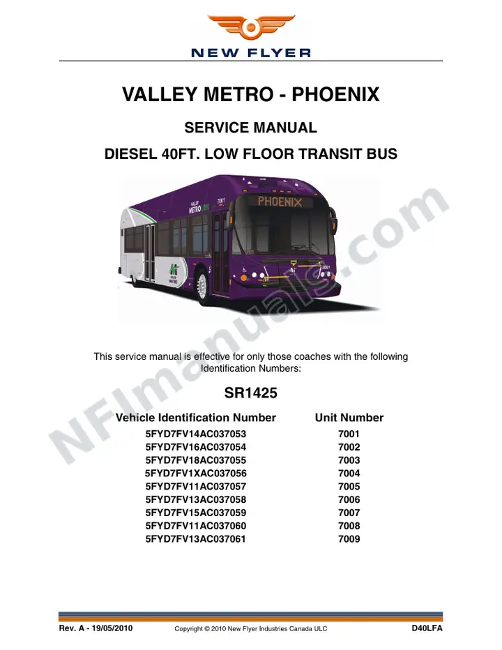 SR1425 Service Manual, Valley Metro - Phoenix first-page preview