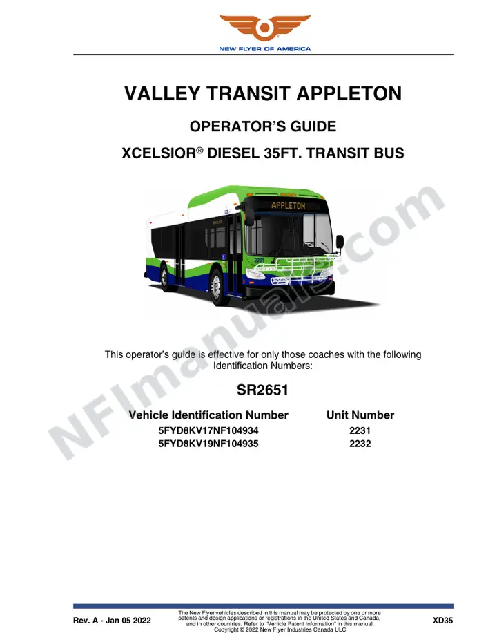 SR2651 Operator's Guide, Valley Transit Appleton first-page preview
