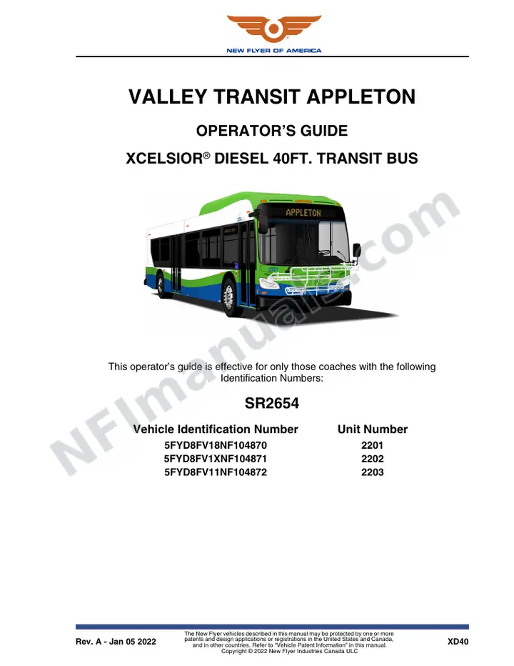 SR2654 Operator's Guide, Valley Trasit Appleton first-page preview