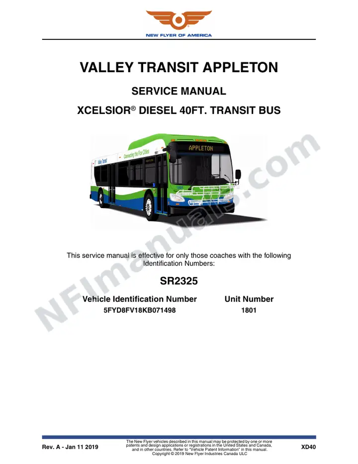 SR2325 Service Manual, Valley Transit Appleton first-page preview