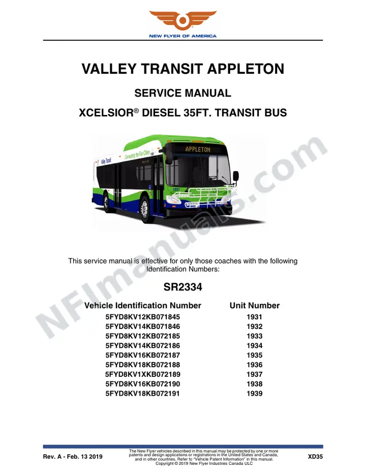 SR2334 Service Manual, Valley Transit Appleton first-page preview
