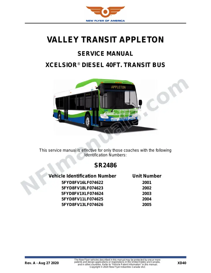 SR2486 Service Manual, Valley Transit first-page preview