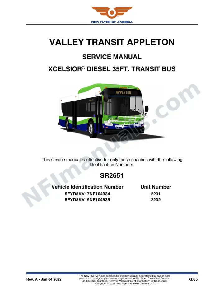 SR2651 Service Manual, Valley Transit Appleton first-page preview