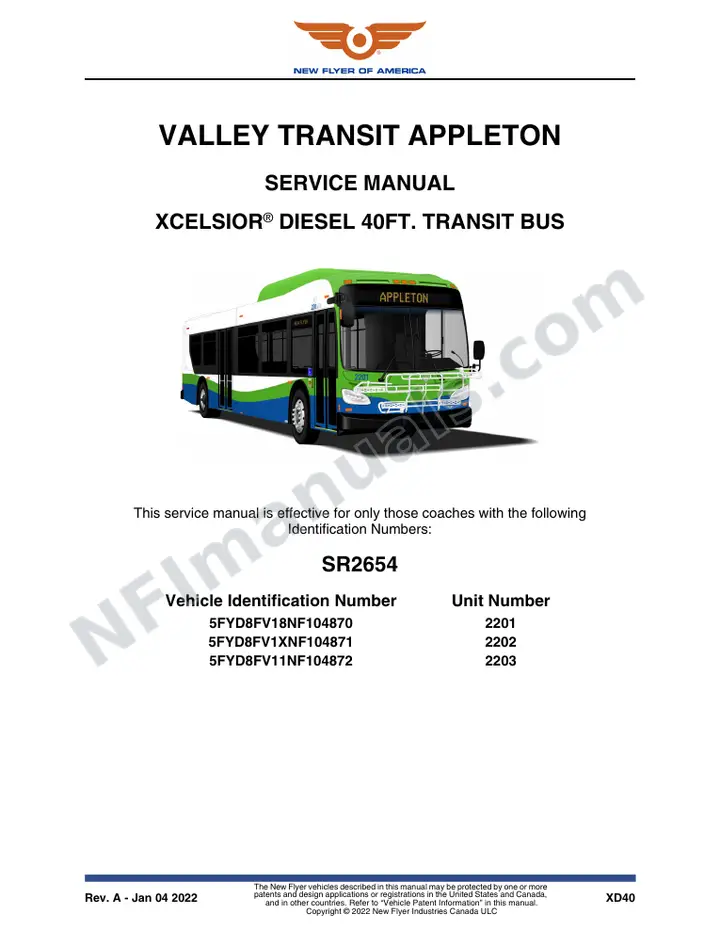 SR2654 Service Manual, Valley Transit Appleton first-page preview