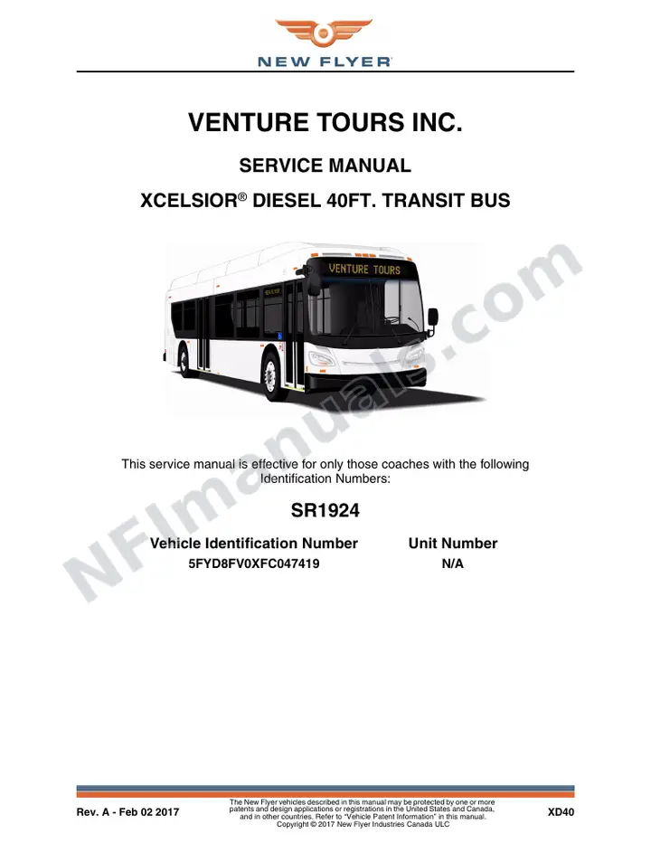 SR1924 Service Manual, Venture Tours Inc. first-page preview