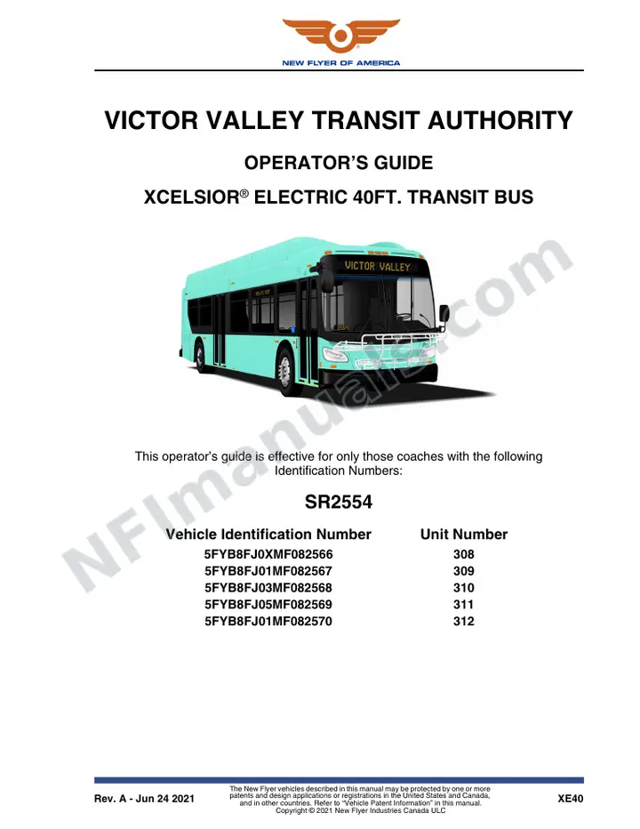 SR2554 Operator's Guide, Victor Valley Transit Authority first-page preview