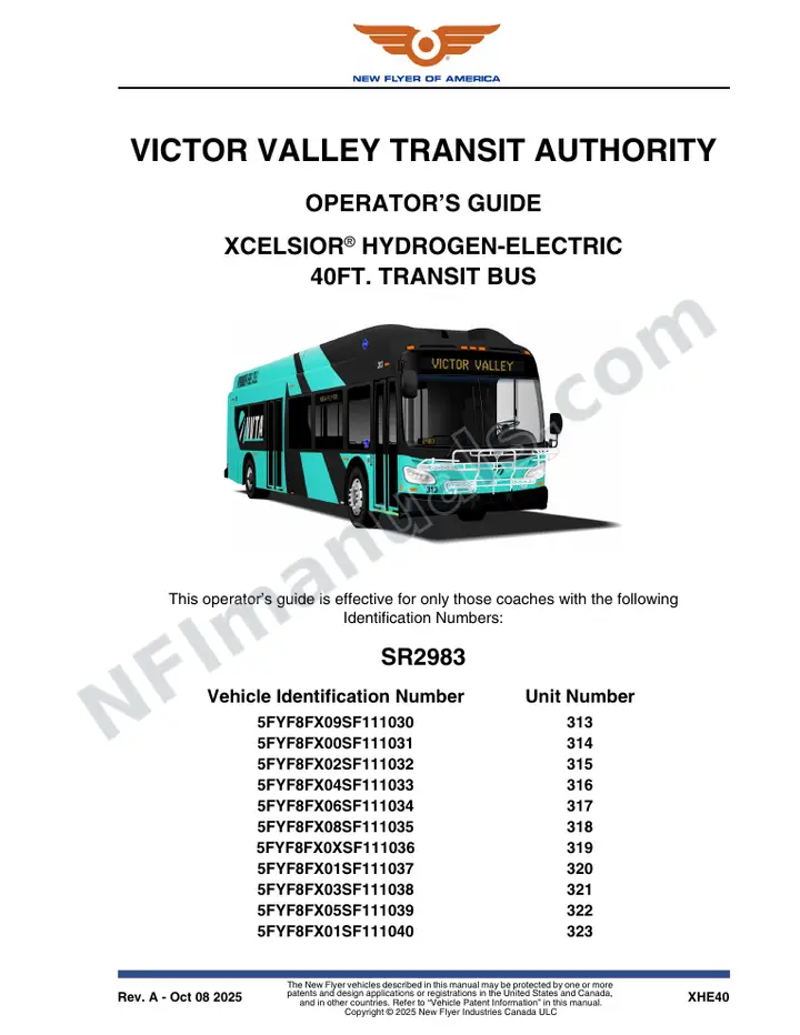 New Flyer XHE40 Manual Package - Victor Valley Transit Authority included manual preview