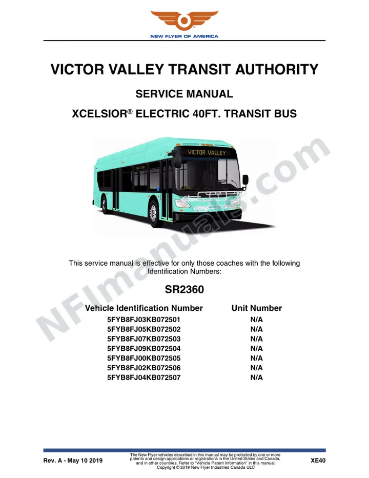 SR2360 Service Manual, Victor Valley Transit Authority first-page preview