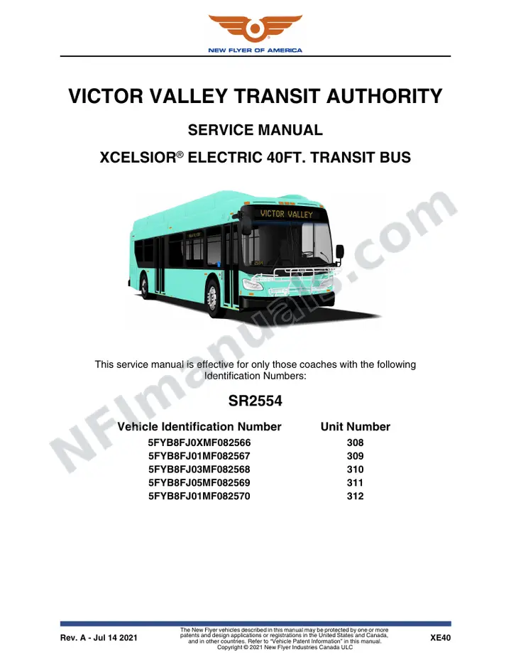 SR2554 Service Manual, Victor Valley Transit Authority first-page preview