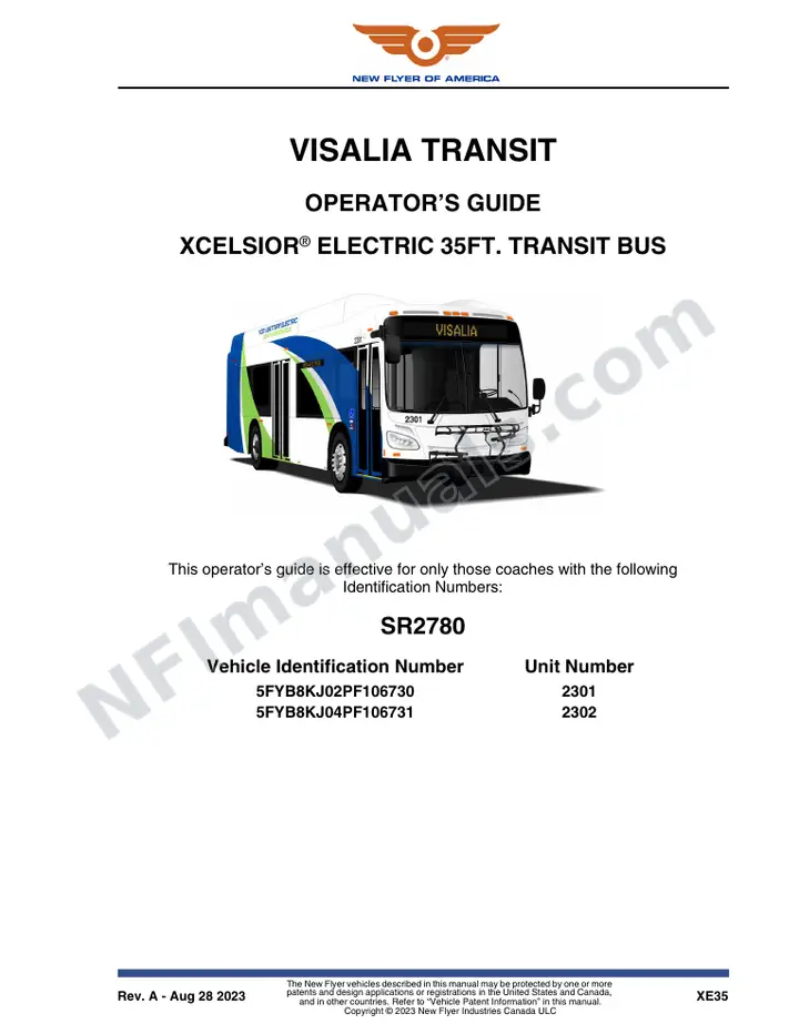 SR2780 Operator's Guide, Visalia Transit first-page preview