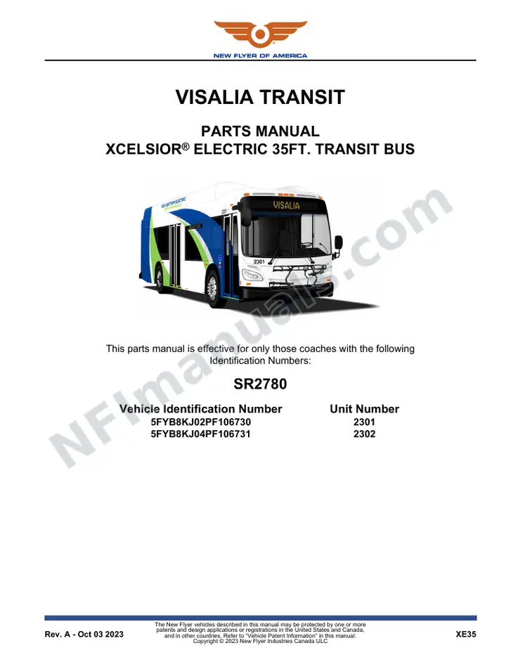 SR2780 Parts Manual, Visalia Transit first-page preview