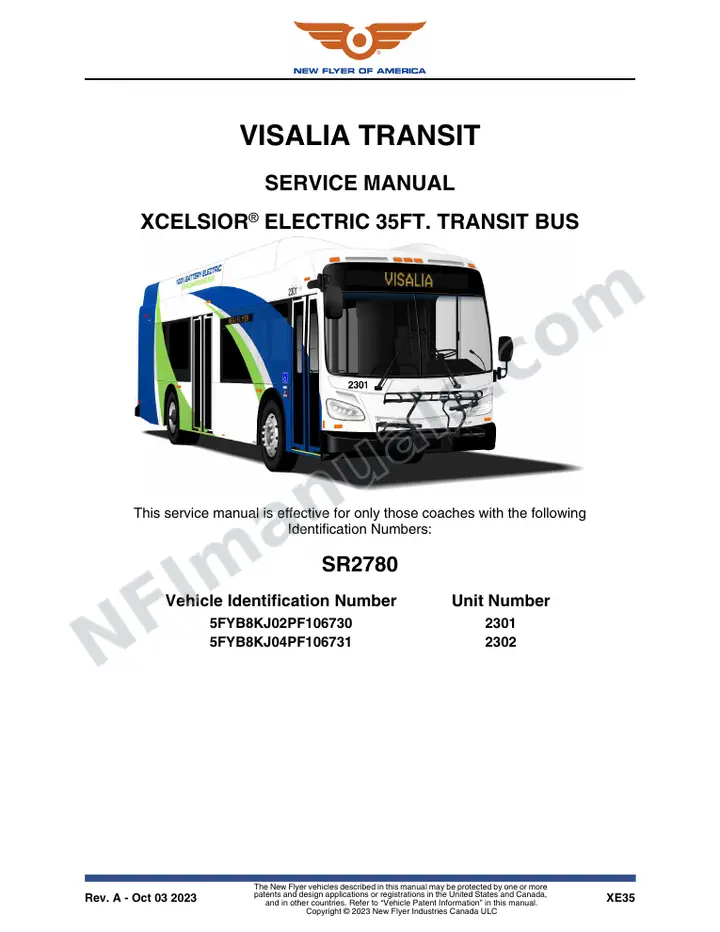 SR2780 Service Manual, Visalia Transit first-page preview