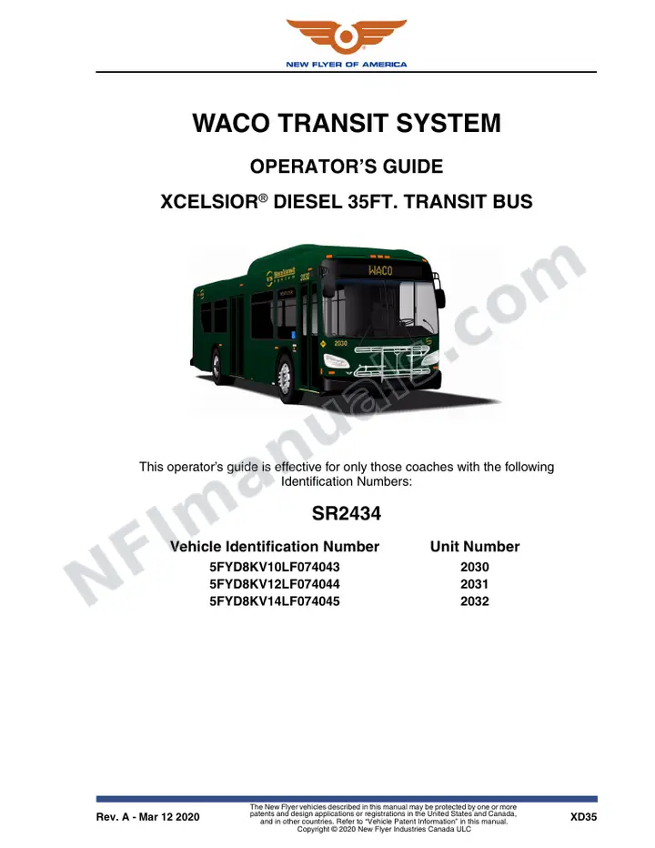 SR2434 Operator's Guide, Waco Transit System first-page preview