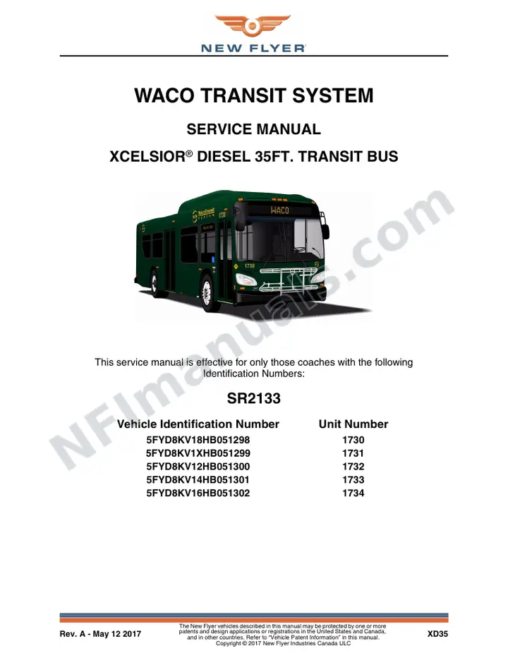 SR2133 Service Manual, Waco Transit System first-page preview