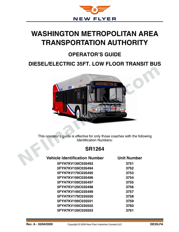 SR1264 Operator's Guide, WMATA first-page preview