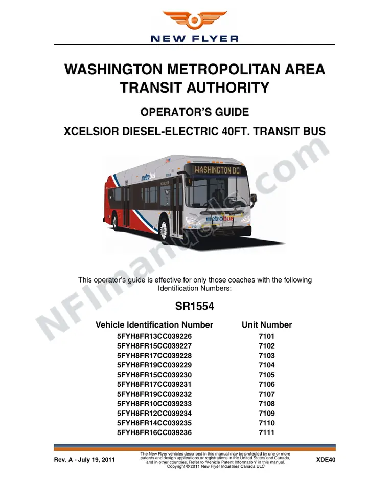 SR1554 Operator's Guide, WMATA first-page preview