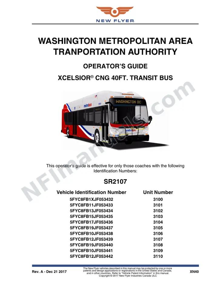 SR2107 Operator's Guide, Washington Metropolitan Area Transit Authority first-page preview
