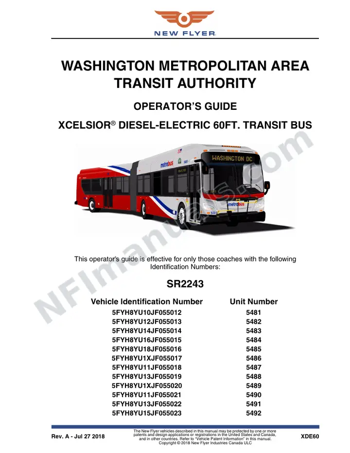 SR2243 Operator's Guide, WMATA first-page preview