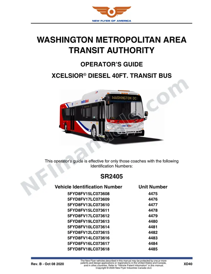 SR2405 Operator's Guide, WMATA first-page preview