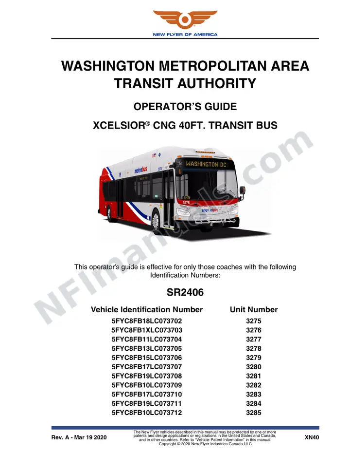SR2406 Operator's Guide, Washington Metropolitan Area Transit Authority first-page preview
