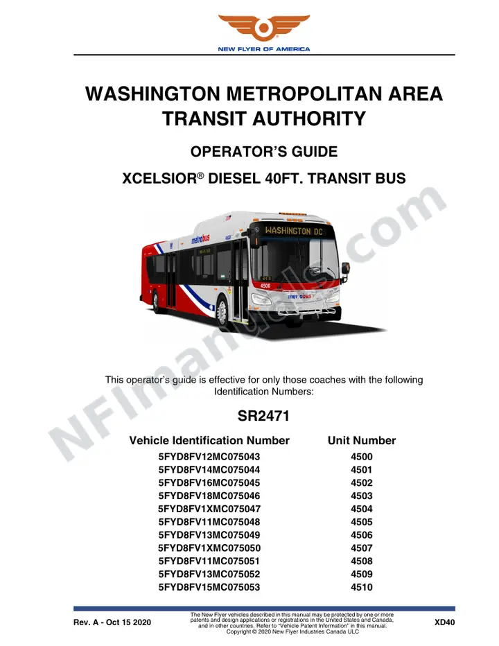 SR2471 Operator's Guide, WMATA Washington Metropolitan Area Transit Authority first-page preview