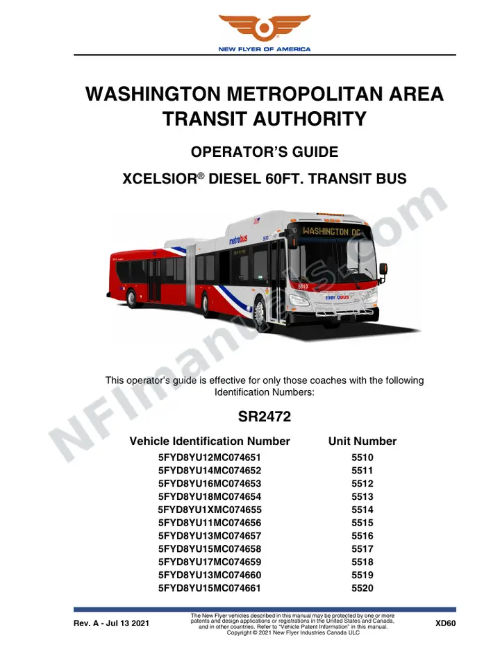 SR2472 Operator's Guide, WMATA Washington Metropolitan Area Transit Authority first-page preview