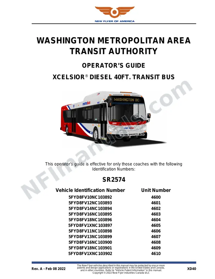SR2574 Operator's Guide, WMATA first-page preview