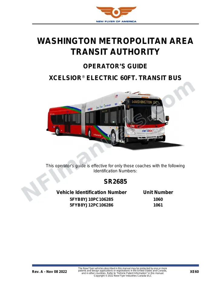 SR2685 Operator's Guide, WMATA first-page preview
