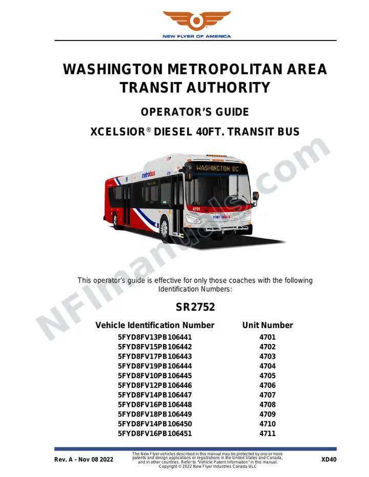 SR2752 Operator's Guide, WMATA first-page preview