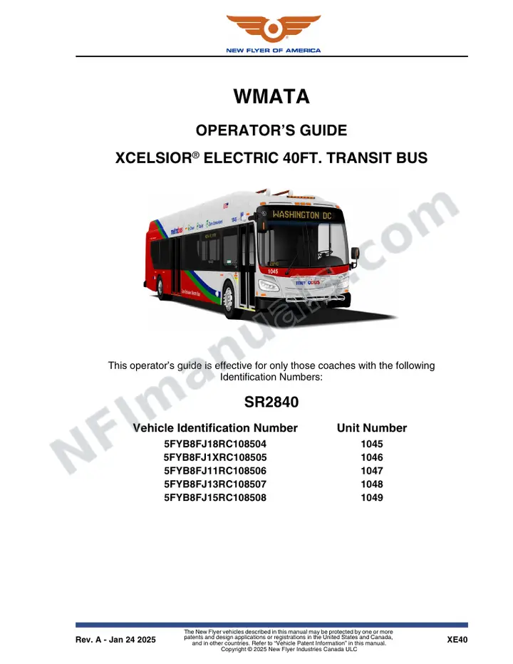 SR2840 Operator's Guide, WMATA first-page preview
